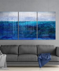 Abstract Blauw Glasschilderij