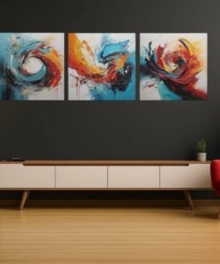 Drieluik Schilderij Kleurrijke Abstract - Afbeelding 4
