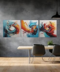 Drieluik Schilderij Kleurrijke Abstract - Afbeelding 6