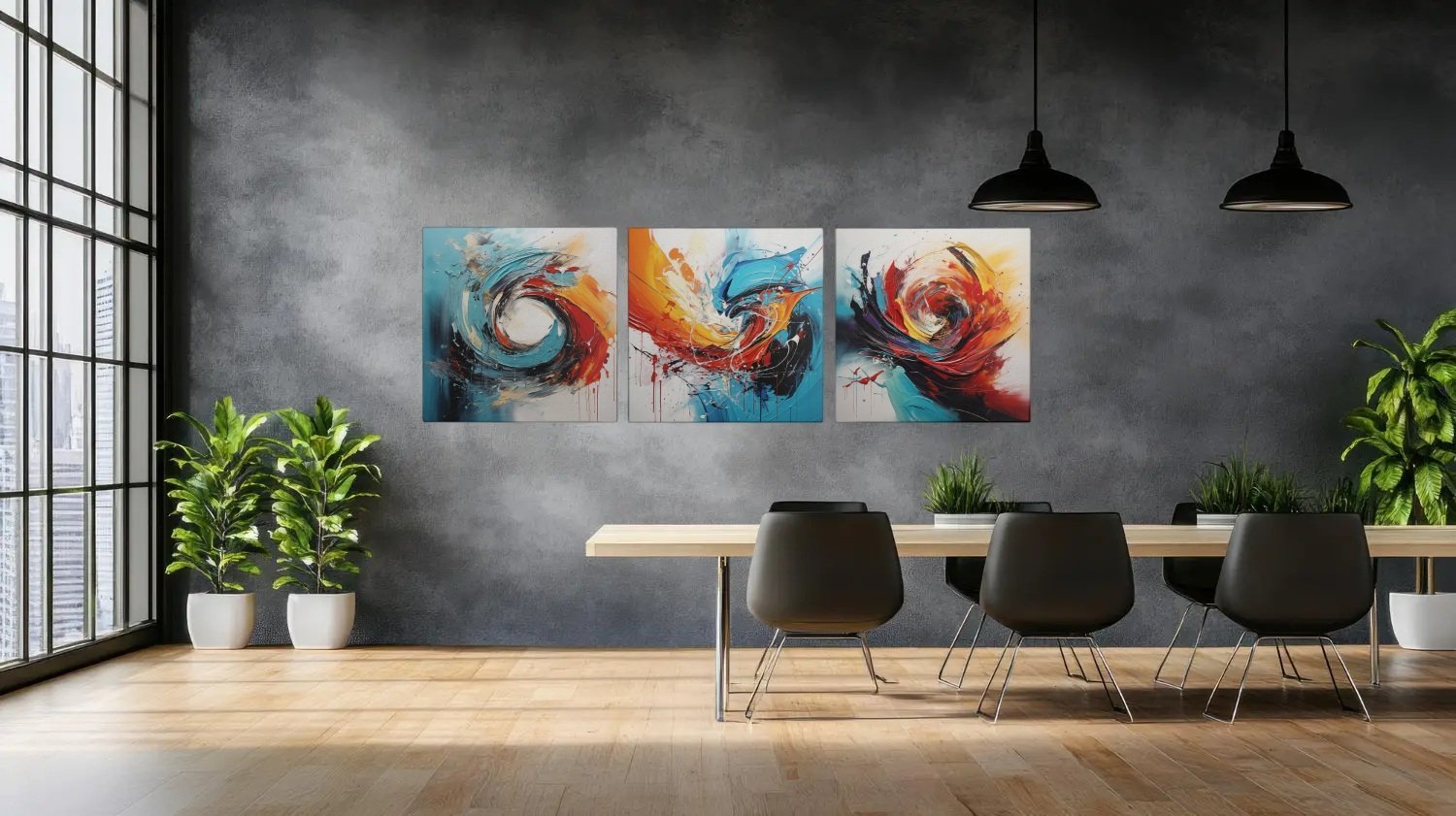 Drieluik Schilderij Kleurrijke Abstract - Afbeelding 6