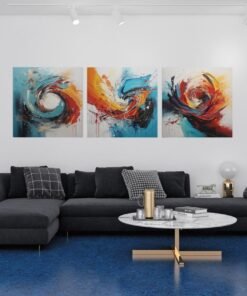 Drieluik Schilderij Kleurrijke Abstract - Afbeelding 7