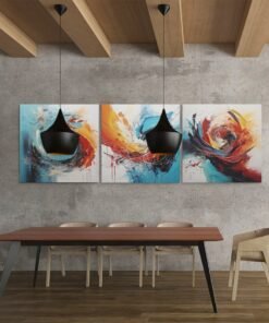 Drieluik Schilderij Kleurrijke Abstract - Afbeelding 3