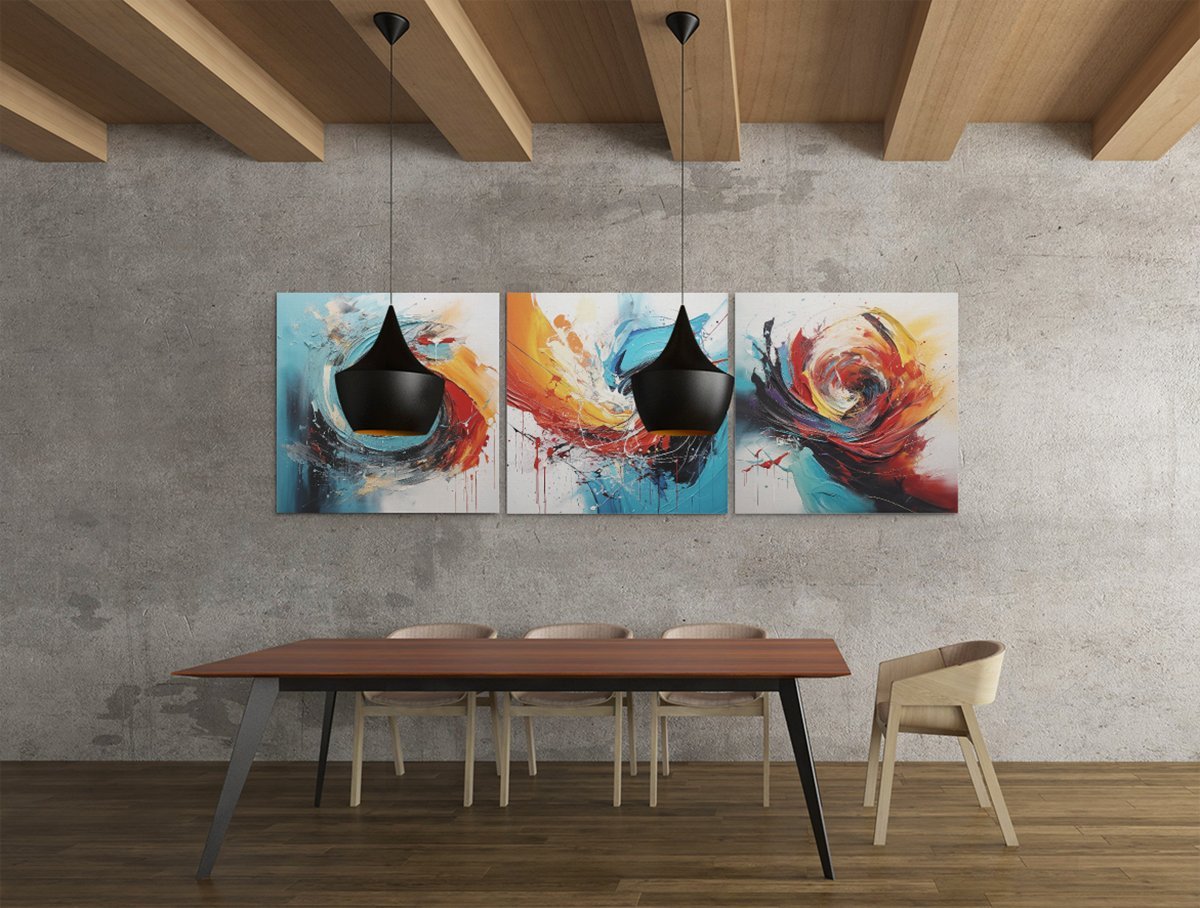 Drieluik Schilderij Kleurrijke Abstract - Afbeelding 3