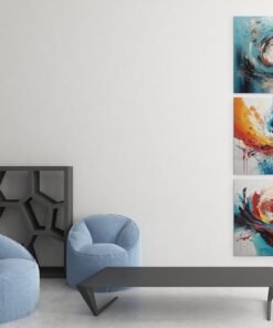 Alternative view of Drieluik Schilderij Kleurrijke Abstract
