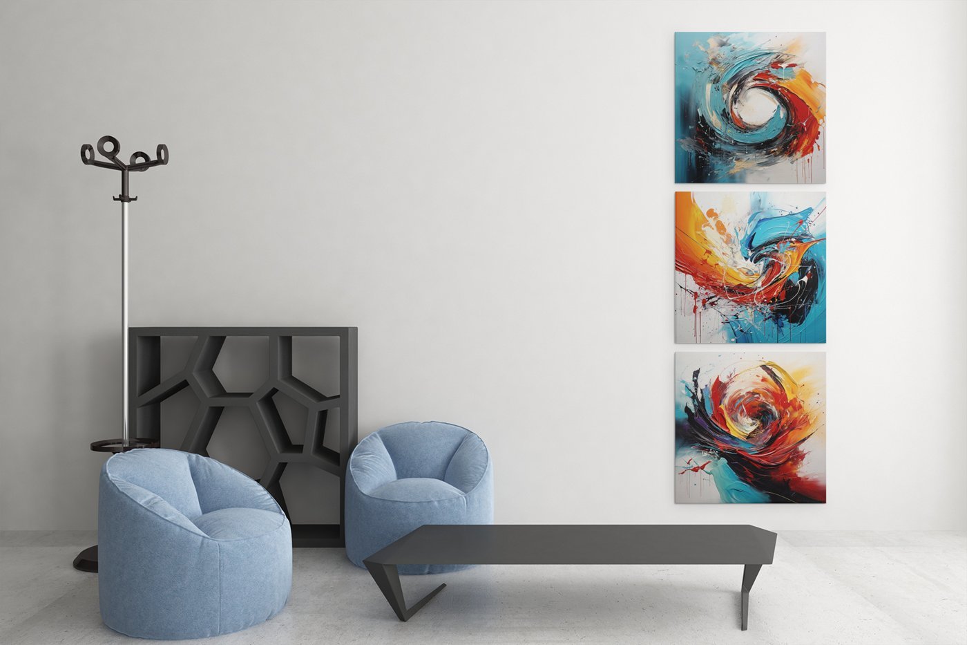 Drieluik Schilderij Kleurrijke Abstract - Afbeelding 2