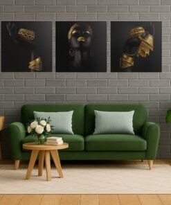 Drieluik Schilderij Vrouw in Goud