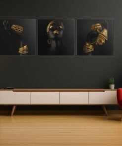 OLIVA 1031 drieluik schilderij black gold woman b