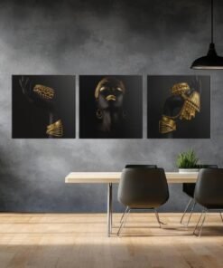 OLIVA 1031 drieluik schilderij black gold woman c