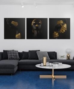 OLIVA 1031 drieluik schilderij black gold woman d