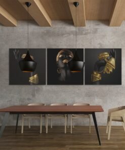 OLIVA 1031 drieluik schilderij black gold woman e
