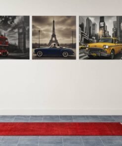 Londen Parijs New York Drieluik Schilderij