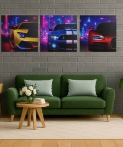 drieluik-schilderij-neon-sportauto'-a