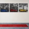 drieluik-schilderij-retro-auto-london-rome-paris-