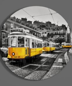 Gele Tram Glasschilderij - Afbeelding 3
