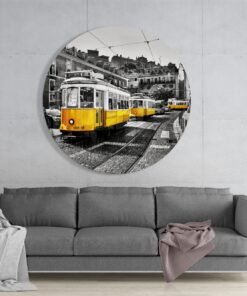 Alternative view of Gele Tram Glasschilderij