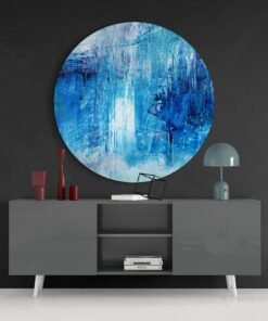 Abstract Blauw Glasschilderij