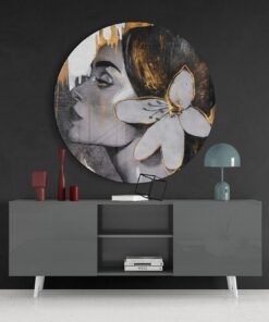 Vrouw Met Bloem Glasschilderij - Afbeelding 4