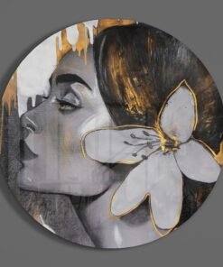 Vrouw Met Bloem Glasschilderij - Afbeelding 3
