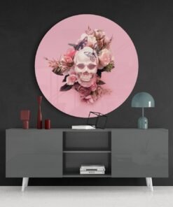 Schedel Met Bloemen Glasschilderij