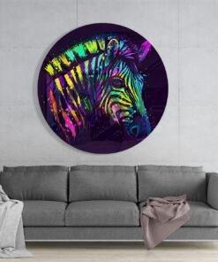 Kleurrijke Zebra Glasschilderij