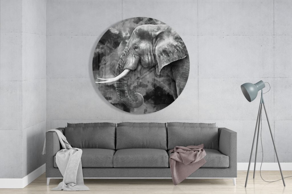 Olifant Glasschilderij