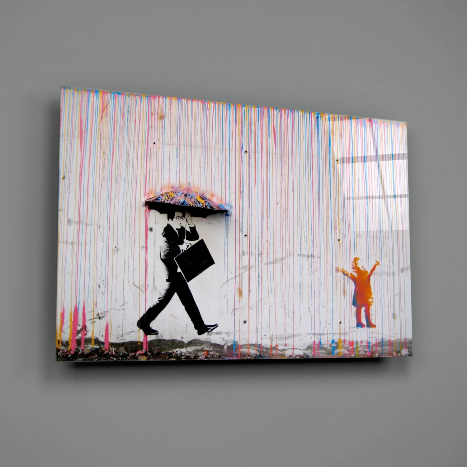 Kleurrijke Regen Graffiti Glasschilderij - Afbeelding 3