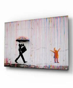 Kleurrijke Regen Graffiti Glasschilderij