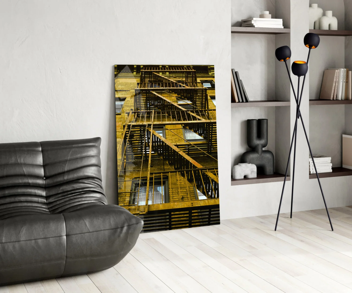 Gele Trappen Glasschilderij