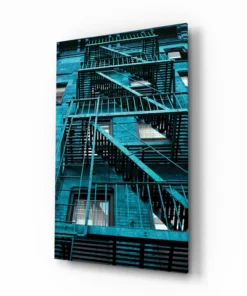Blauwe Trappen Glasschilderij