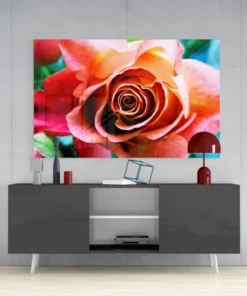 Oranje Roos Bloemen Glasschilderij - Afbeelding 6
