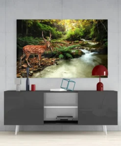 Hert in Het Bos Glasschilderij - Afbeelding 6