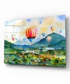 Glasschilderij Vliegende luchtballonen