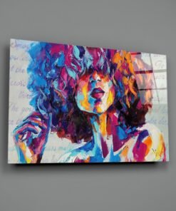 Glasschilderij Vrouw met kleurrijk haar - Afbeelding 3