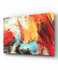 Abstract Geel Wit Glasschilderij