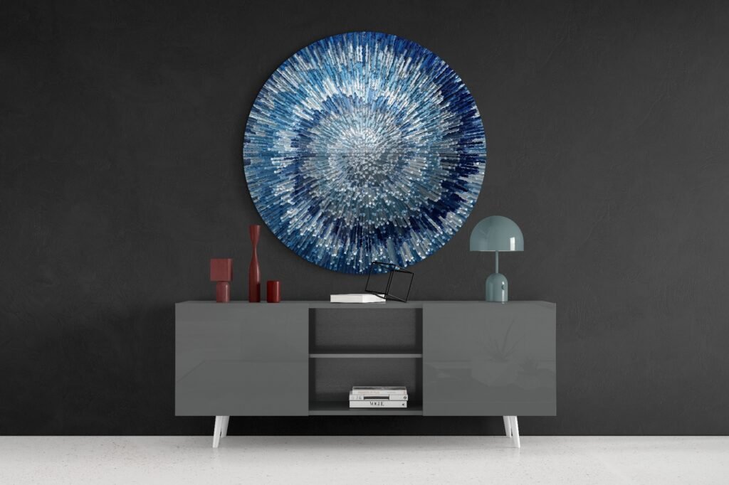 Mozaïek Blauw Glasschilderij