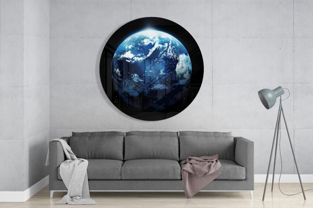 Wereldbol Glasschilderij
