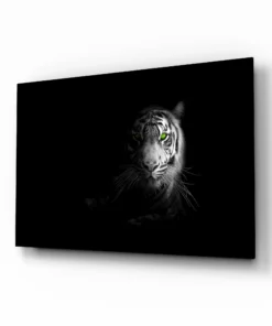 Glasschilderij Tijger met Groene Ogen