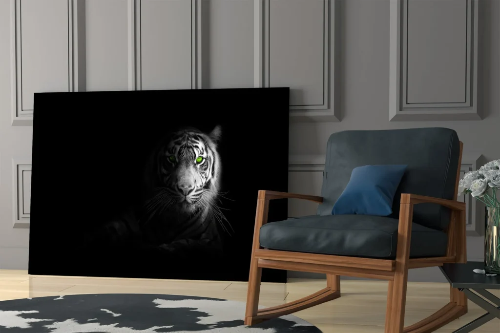 Glasschilderij Tijger met Groene Ogen