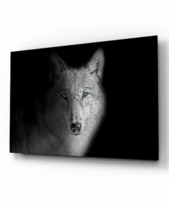 Witte Wolf Glasschilderij