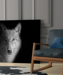 Witte Wolf Glasschilderij
