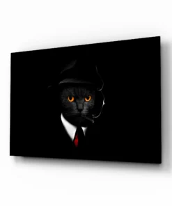 Geharde Glasschilderij Zwarte Kat