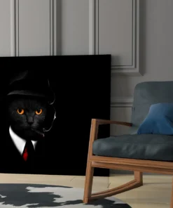Geharde Glasschilderij Zwarte Kat