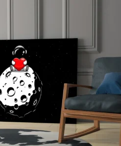 Astronaut met Hart Glasschilderij