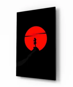 Glasschilderij Samurai en Rode Zon