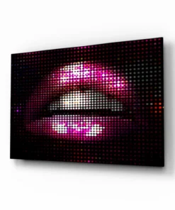Roze Lippen Glasschilderij