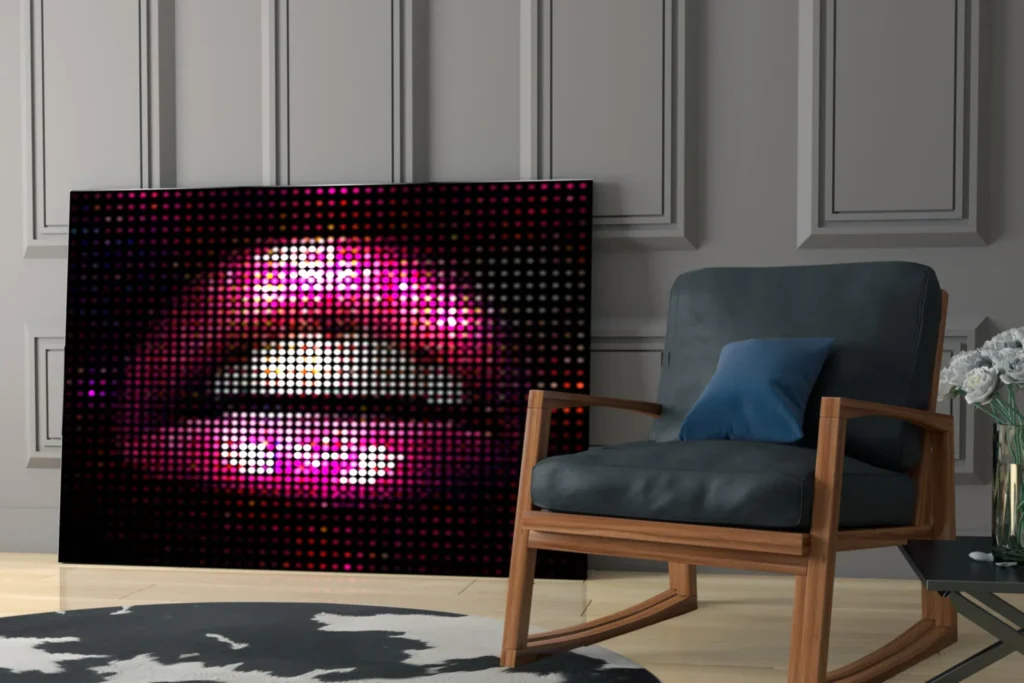 Roze Lippen Glasschilderij