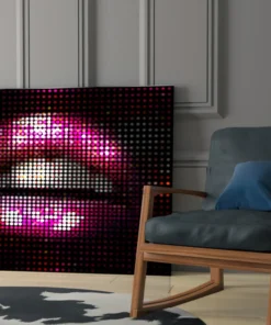Roze Lippen Glasschilderij