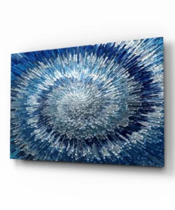 Abstract Blauw Glasschilderij