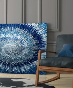Abstract Blauw Glasschilderij