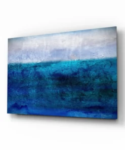 Abstract Blauw Glasschilderij